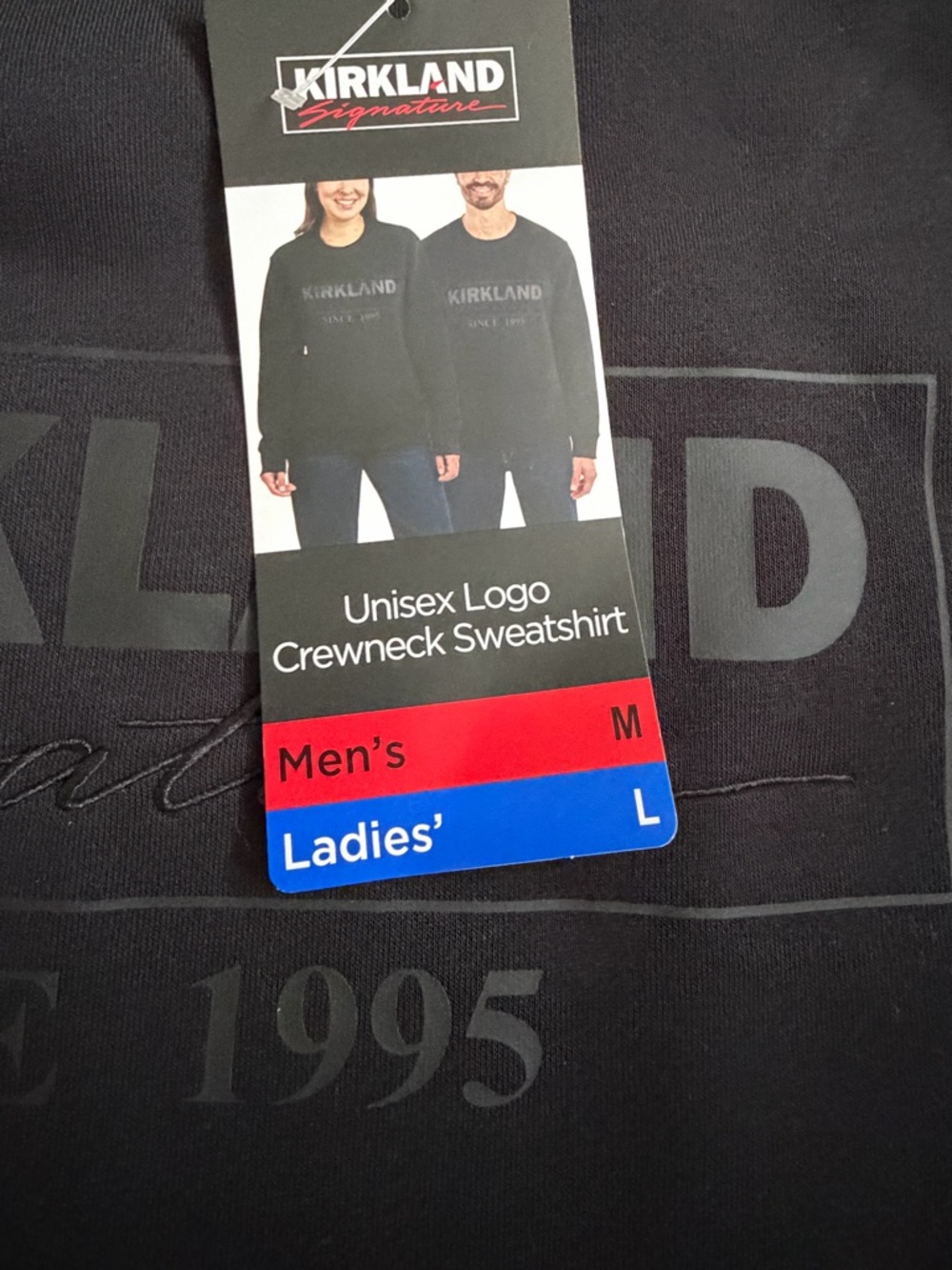 Kirkland Signature Unisex Logo Crewneck Sweatshirt BLACK Men's M Womens L FLAW